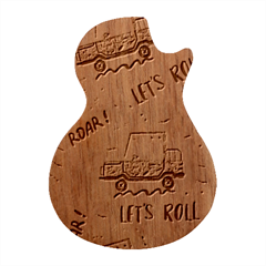 Childish Seamless Pattern With Dino Driver Guitar Shape Wood Guitar Pick Holder Case And Picks Set