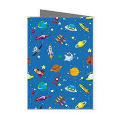 Space Rocket Solar System Pattern Mini Greeting Cards (pkg Of 8) by Apen