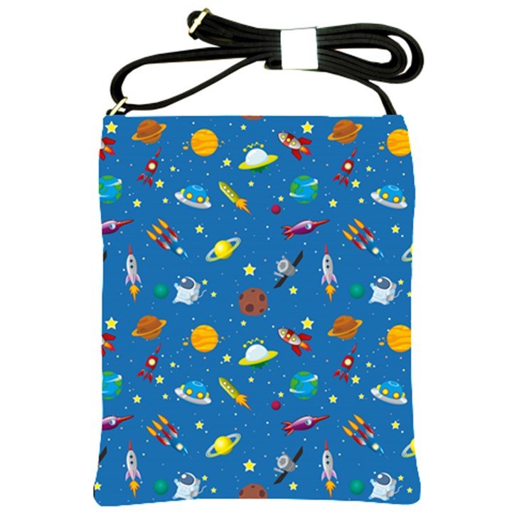 Space Rocket Solar System Pattern Shoulder Sling Bag