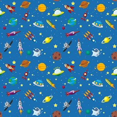 Space Rocket Solar System Pattern Play Mat (square) by Apen