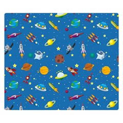 Space Rocket Solar System Pattern Two Sides Premium Plush Fleece Blanket (kids Size) by Apen