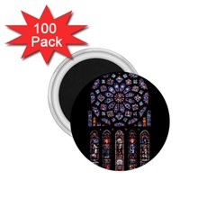 Chartres Cathedral Notre Dame De Paris Stained Glass 1 75  Magnets (100 Pack)  by Maspions