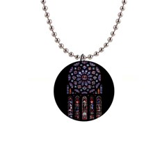 Chartres Cathedral Notre Dame De Paris Stained Glass 1  Button Necklace