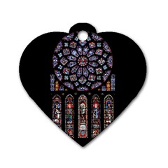 Chartres Cathedral Notre Dame De Paris Stained Glass Dog Tag Heart (one Side) by Maspions