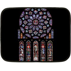 Chartres Cathedral Notre Dame De Paris Stained Glass Fleece Blanket (mini) by Maspions
