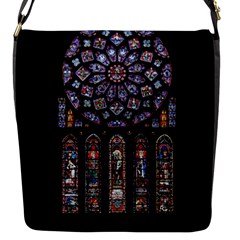 Chartres Cathedral Notre Dame De Paris Stained Glass Flap Closure Messenger Bag (s) by Maspions