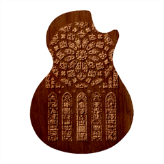 Chartres Cathedral Notre Dame De Paris Stained Glass Guitar Shape Wood Guitar Pick Holder Case And Picks Set