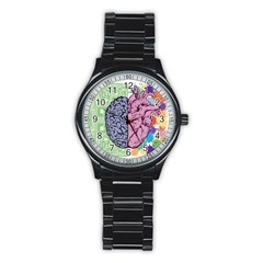 Brain Heart Balance Emotion Stainless Steel Round Watch by Maspions