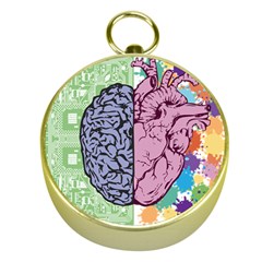 Brain Heart Balance Emotion Gold Compasses by Maspions