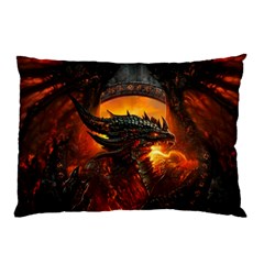 Dragon Fire Fantasy Art Pillow Case by Maspions