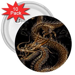 Fantasy Dragon Pentagram 3  Buttons (10 Pack)  by Maspions