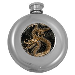 Fantasy Dragon Pentagram Round Hip Flask (5 Oz) by Maspions