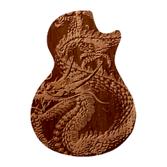 Fantasy Dragon Pentagram Guitar Shape Wood Guitar Pick Holder Case And Picks Set by Maspions