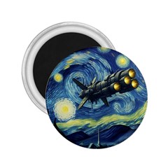 Spaceship Starry Night Van Gogh Painting 2 25  Magnets by Maspions