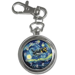 Spaceship Starry Night Van Gogh Painting Key Chain Watches by Maspions