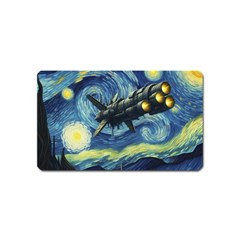 Spaceship Starry Night Van Gogh Painting Magnet (name Card)