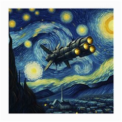 Spaceship Starry Night Van Gogh Painting Medium Glasses Cloth