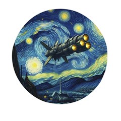 Spaceship Starry Night Van Gogh Painting Mini Round Pill Box