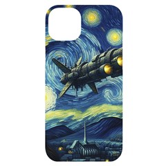 Spaceship Starry Night Van Gogh Painting Iphone 14 Plus Black Uv Print Case