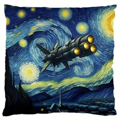 Spaceship Starry Night Van Gogh Painting 16  Baby Flannel Cushion Case (two Sides)