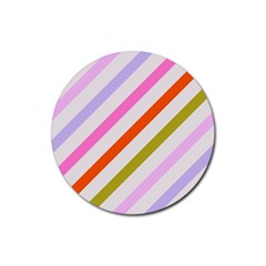 Lines Geometric Background Rubber Round Coaster (4 Pack) by Maspions