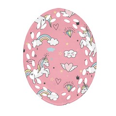 Cute Unicorn Seamless Pattern Oval Filigree Ornament (two Sides) by Apen