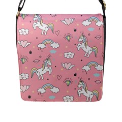 Cute Unicorn Seamless Pattern Flap Closure Messenger Bag (l) by Apen