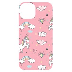 Cute Unicorn Seamless Pattern Iphone 14 Black Uv Print Case by Apen