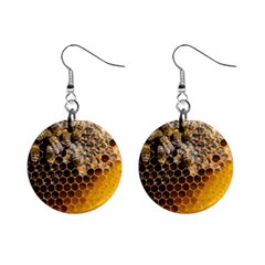 Honeycomb With Bees Mini Button Earrings by Apen