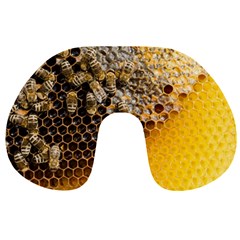 Honeycomb With Bees Travel Neck Pillow by Apen