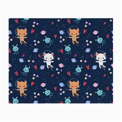 Cute Astronaut Cat With Star Galaxy Elements Seamless Pattern Small Glasses Cloth by Apen