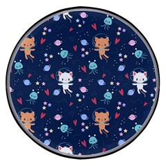 Cute Astronaut Cat With Star Galaxy Elements Seamless Pattern Wireless Fast Charger(black)