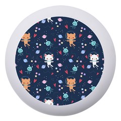 Cute Astronaut Cat With Star Galaxy Elements Seamless Pattern Dento Box With Mirror