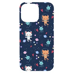 Cute Astronaut Cat With Star Galaxy Elements Seamless Pattern Iphone 14 Pro Max Black Uv Print Case by Apen
