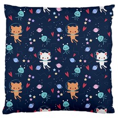 Cute Astronaut Cat With Star Galaxy Elements Seamless Pattern 16  Baby Flannel Cushion Case (two Sides)