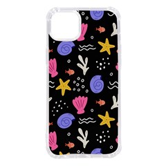 Sea Shells Pattern Wallpaper Fish Iphone 14 Plus Tpu Uv Print Case by Maspions