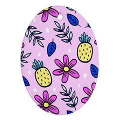 Flowers Petals Pineapples Fruit Ornament (oval)