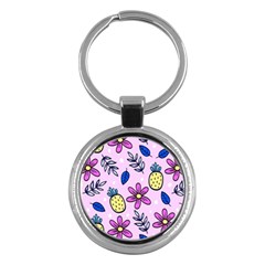 Flowers Petals Pineapples Fruit Key Chain (round)