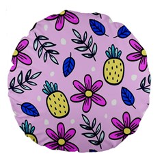 Flowers Petals Pineapples Fruit Large 18  Premium Round Cushions