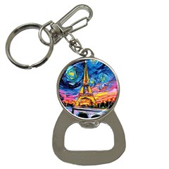 Eiffel Tower Starry Night Print Van Gogh Bottle Opener Key Chain