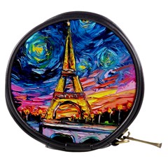 Eiffel Tower Starry Night Print Van Gogh Mini Makeup Bag by Maspions