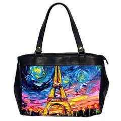 Eiffel Tower Starry Night Print Van Gogh Oversize Office Handbag (2 Sides)