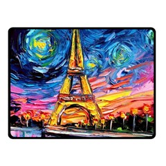 Eiffel Tower Starry Night Print Van Gogh Two Sides Fleece Blanket (small) by Maspions