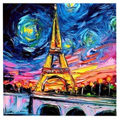 Eiffel Tower Starry Night Print Van Gogh Wooden Puzzle Square by Maspions