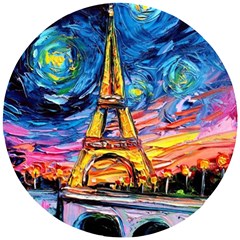 Eiffel Tower Starry Night Print Van Gogh Wooden Puzzle Round