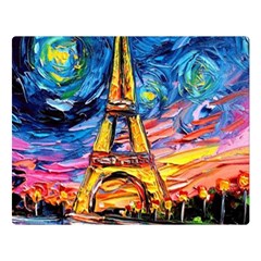 Eiffel Tower Starry Night Print Van Gogh Premium Plush Fleece Blanket (large) by Maspions