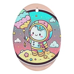 Boy Astronaut Cotton Candy Childhood Fantasy Tale Literature Planet Universe Kawaii Nature Cute Clou Ornament (oval) by Maspions