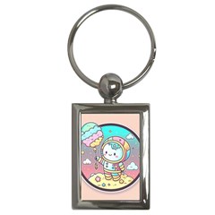 Boy Astronaut Cotton Candy Childhood Fantasy Tale Literature Planet Universe Kawaii Nature Cute Clou Key Chain (rectangle) by Maspions