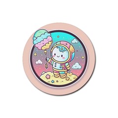 Boy Astronaut Cotton Candy Childhood Fantasy Tale Literature Planet Universe Kawaii Nature Cute Clou Rubber Coaster (round) by Maspions