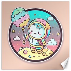Boy Astronaut Cotton Candy Childhood Fantasy Tale Literature Planet Universe Kawaii Nature Cute Clou Canvas 16  X 16 